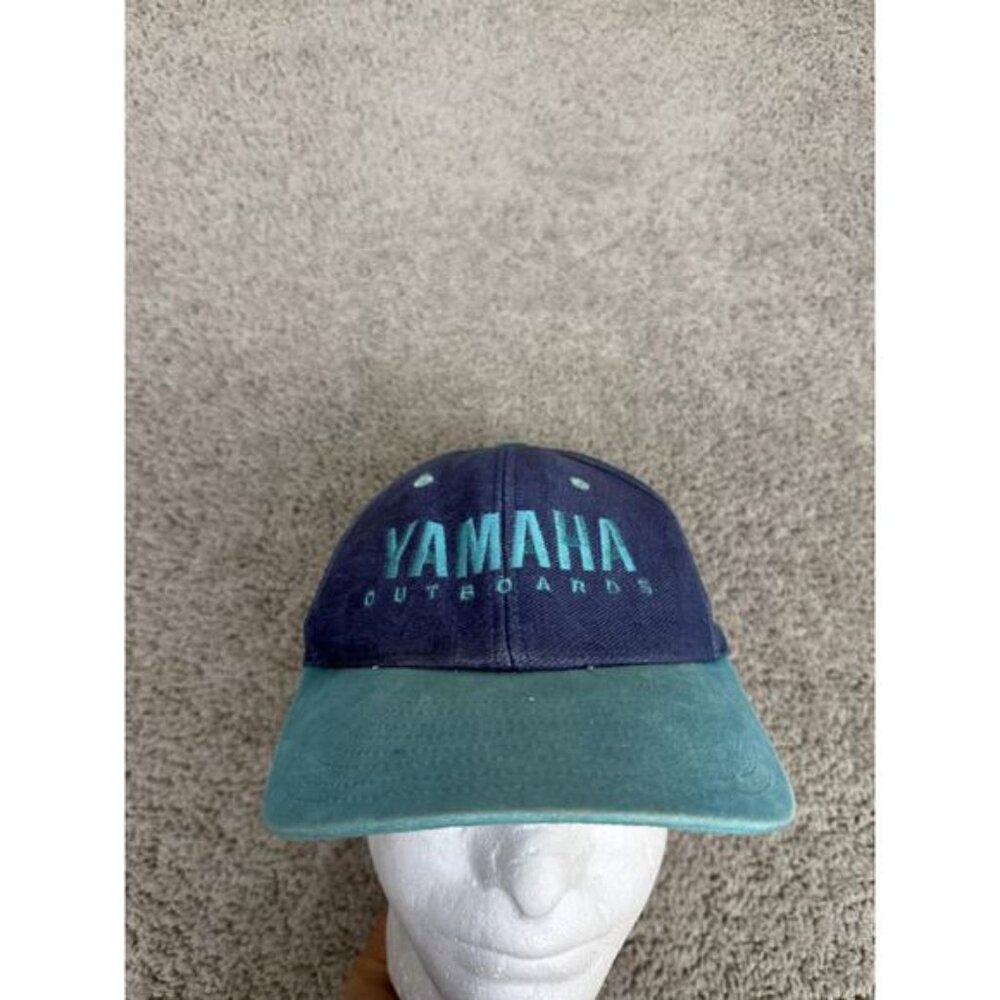 Vintage Yamaha Outboards Hat Cap Snap Back Mens One Size Blue Teal Boat 90s